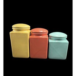 Vintage Alco Industries 3 Piece Ceramic Ginger Jar Set Southwest Colors QUALITY